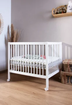 Childhome Parcs-Parc 97 + Roues - 95x75 Cm - Bois - Blanc