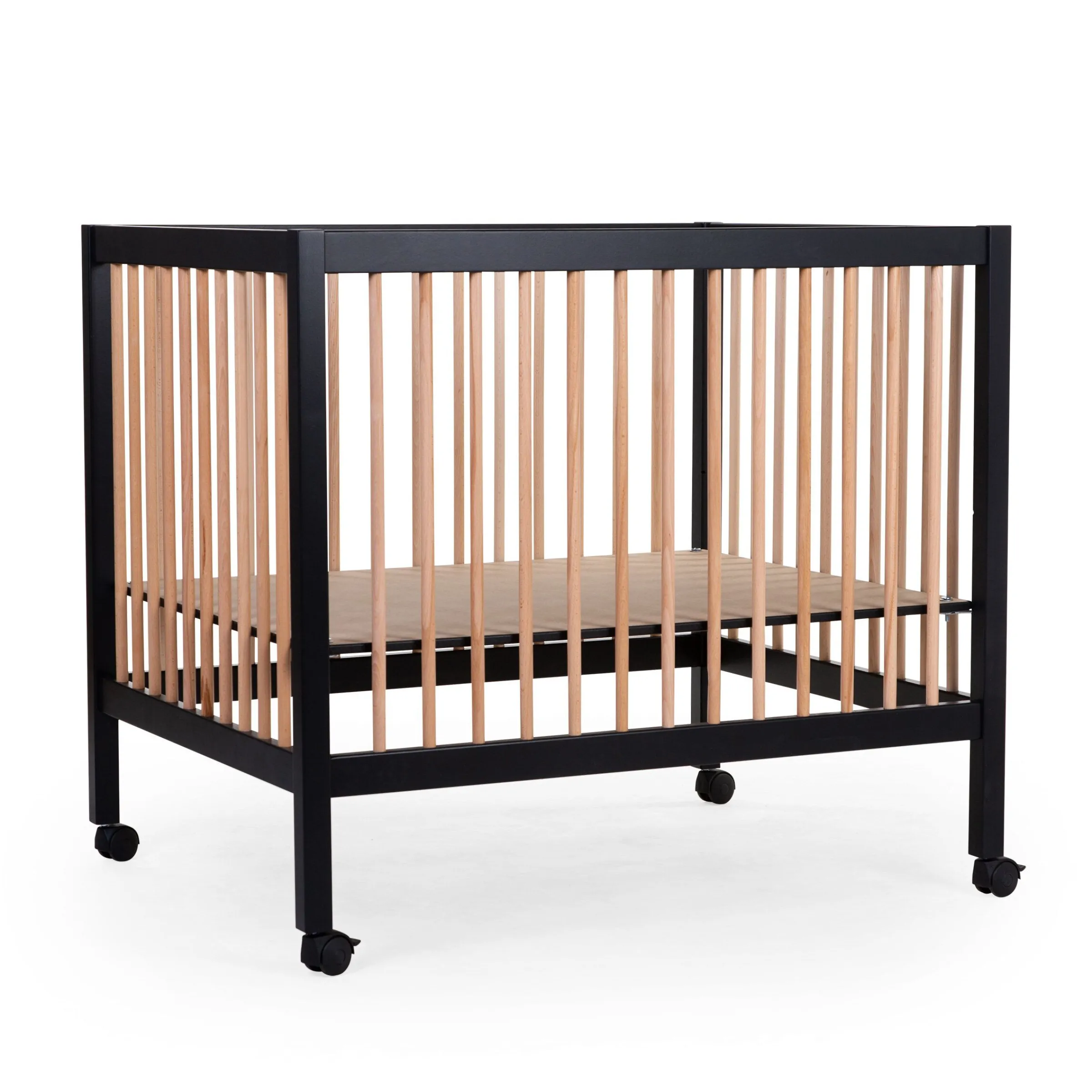 Childhome Parcs-Parc 97 + Roues - 95x75 Cm - Bois - Noir / Naturel