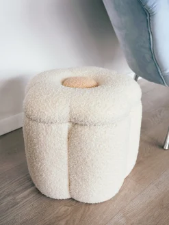 Childhome Paniers De Rangement-Pouf + Coffre à jouets Fleur blanc cassé