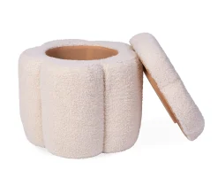 Childhome Paniers De Rangement-Pouf + Coffre à jouets Fleur blanc cassé