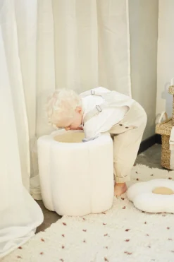 Childhome Paniers De Rangement-Pouf + Coffre à jouets Fleur blanc cassé