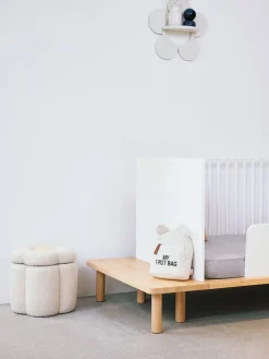 Childhome Paniers De Rangement-Pouf + Coffre à jouets Fleur blanc cassé