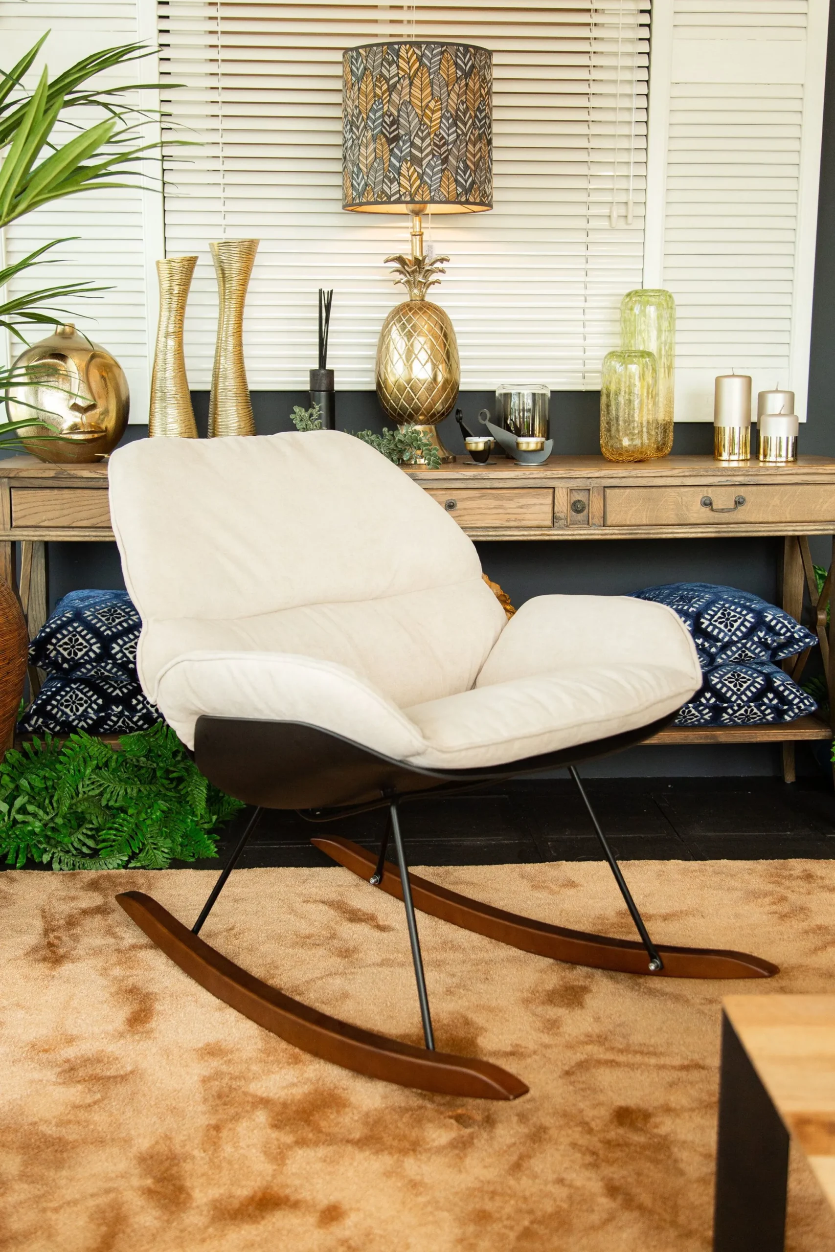 Childhome Fauteuils À Bascule-Rocking Chaise A Bascule Lounge - Noir/Ecru