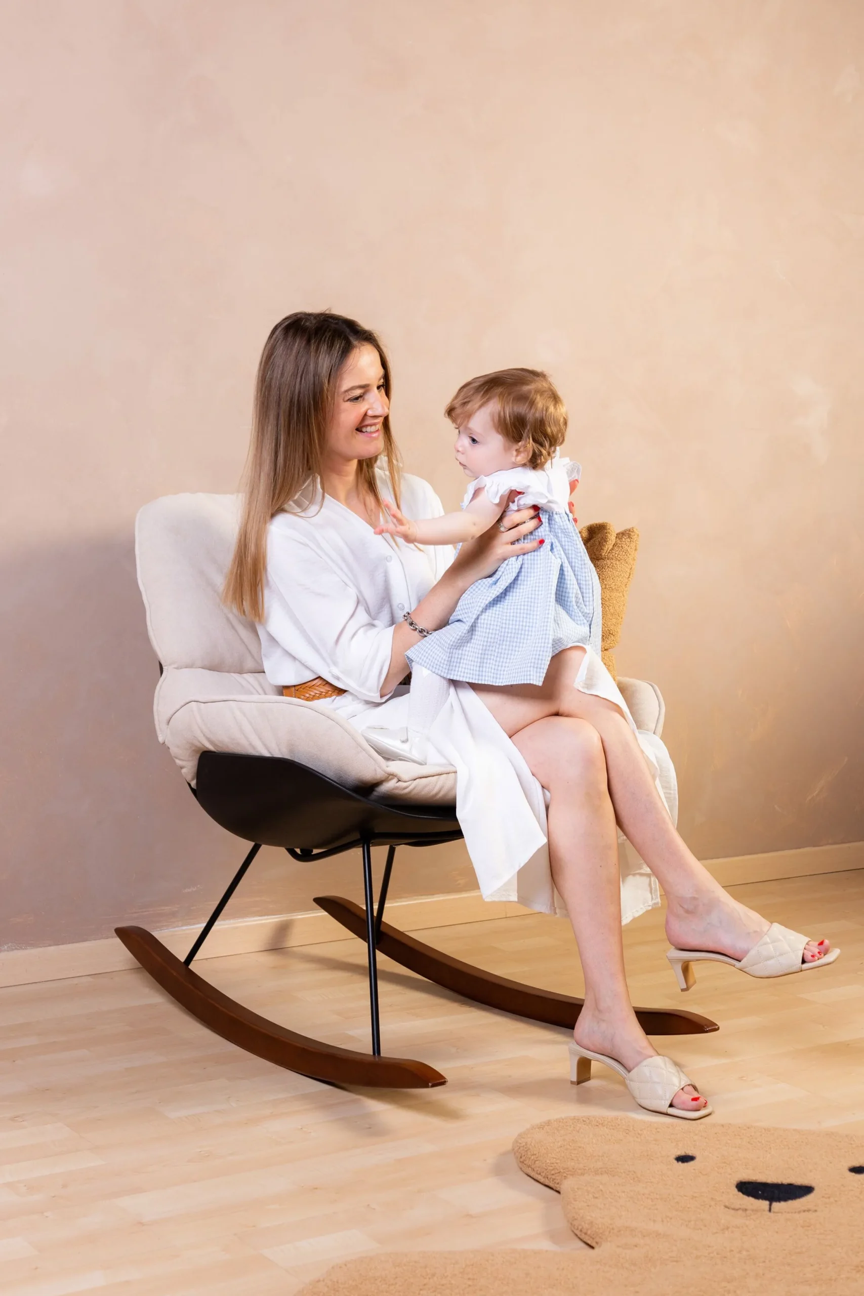 Childhome Fauteuils À Bascule-Rocking Chaise A Bascule Lounge - Noir/Ecru