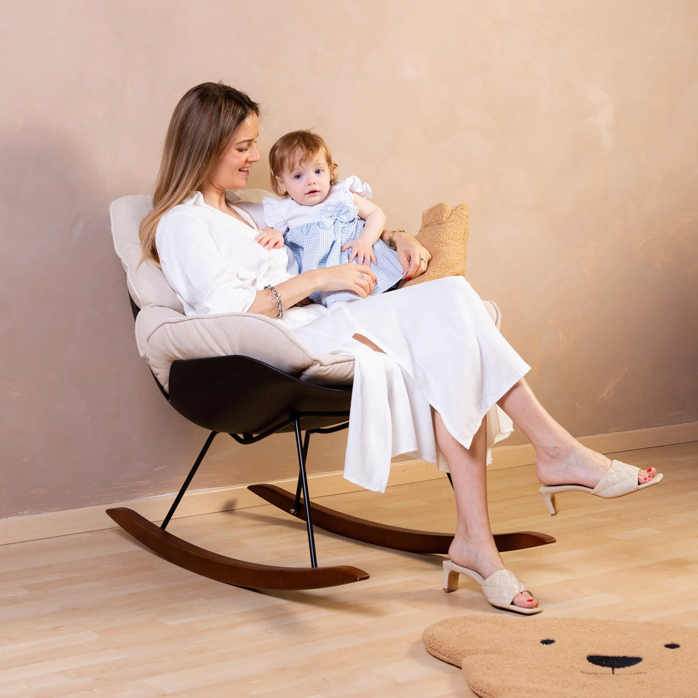 Childhome Fauteuils À Bascule-Rocking Chaise A Bascule Lounge - Noir/Ecru