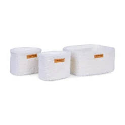 Childhome Paniers De Rangement-Set Van 3 Hangmandjes - 21x14x10 Cm + 14x10x10 Cm - Teddy Ecru