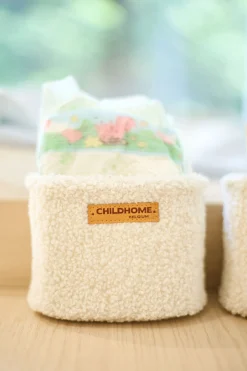Childhome Paniers De Rangement-Set Van 3 Hangmandjes - 21x14x10 Cm + 14x10x10 Cm - Teddy Ecru