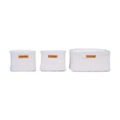 Childhome Paniers De Rangement-Set Van 3 Hangmandjes - 21x14x10 Cm + 14x10x10 Cm - Teddy Ecru