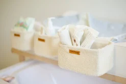 Childhome Paniers De Rangement-Set Van 3 Hangmandjes - 21x14x10 Cm + 14x10x10 Cm - Teddy Ecru