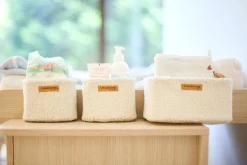 Childhome Paniers De Rangement-Set Van 3 Hangmandjes - 21x14x10 Cm + 14x10x10 Cm - Teddy Ecru