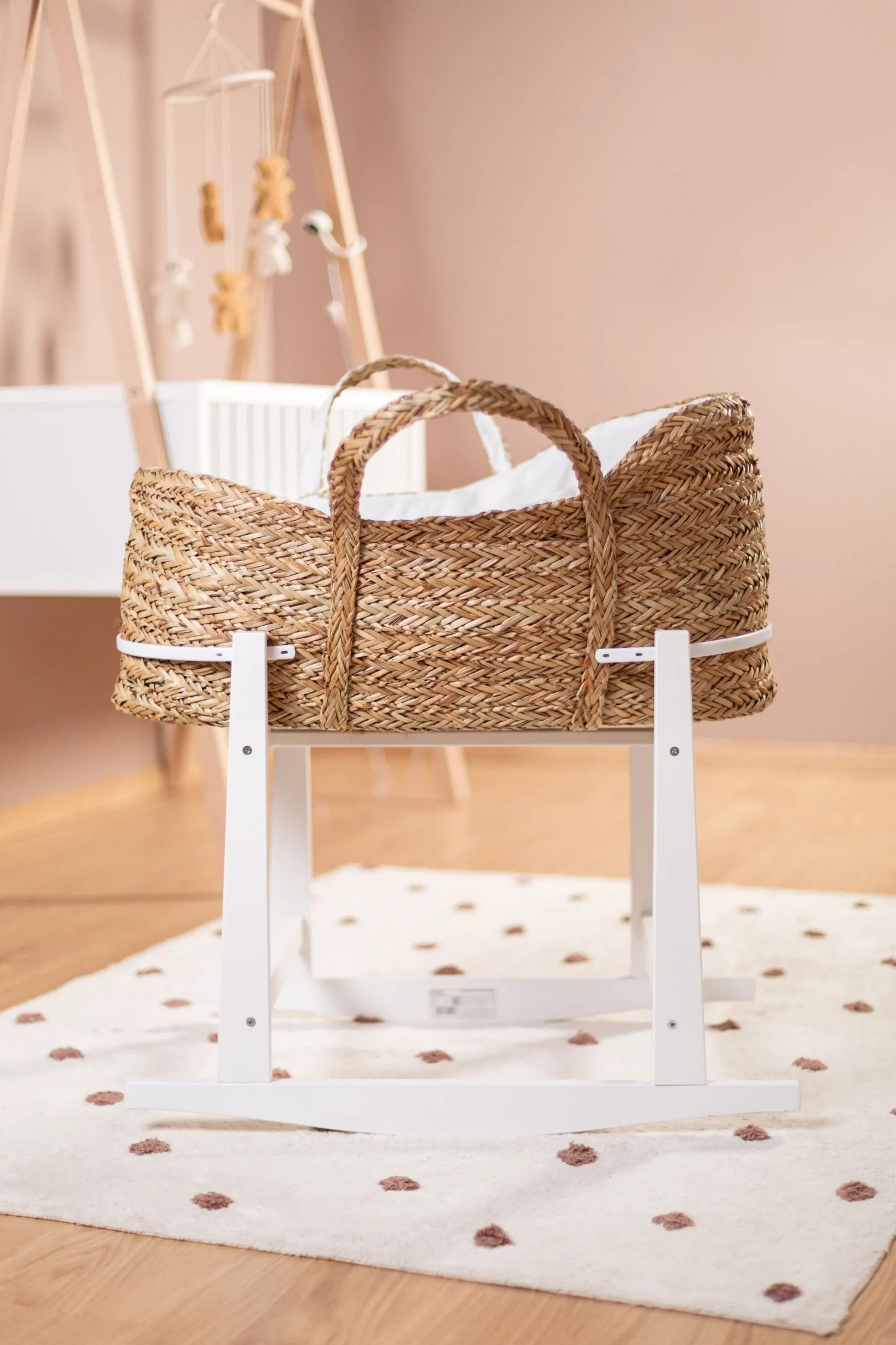 Childhome Supports-Support à bascule panier à moïse en bois blanc