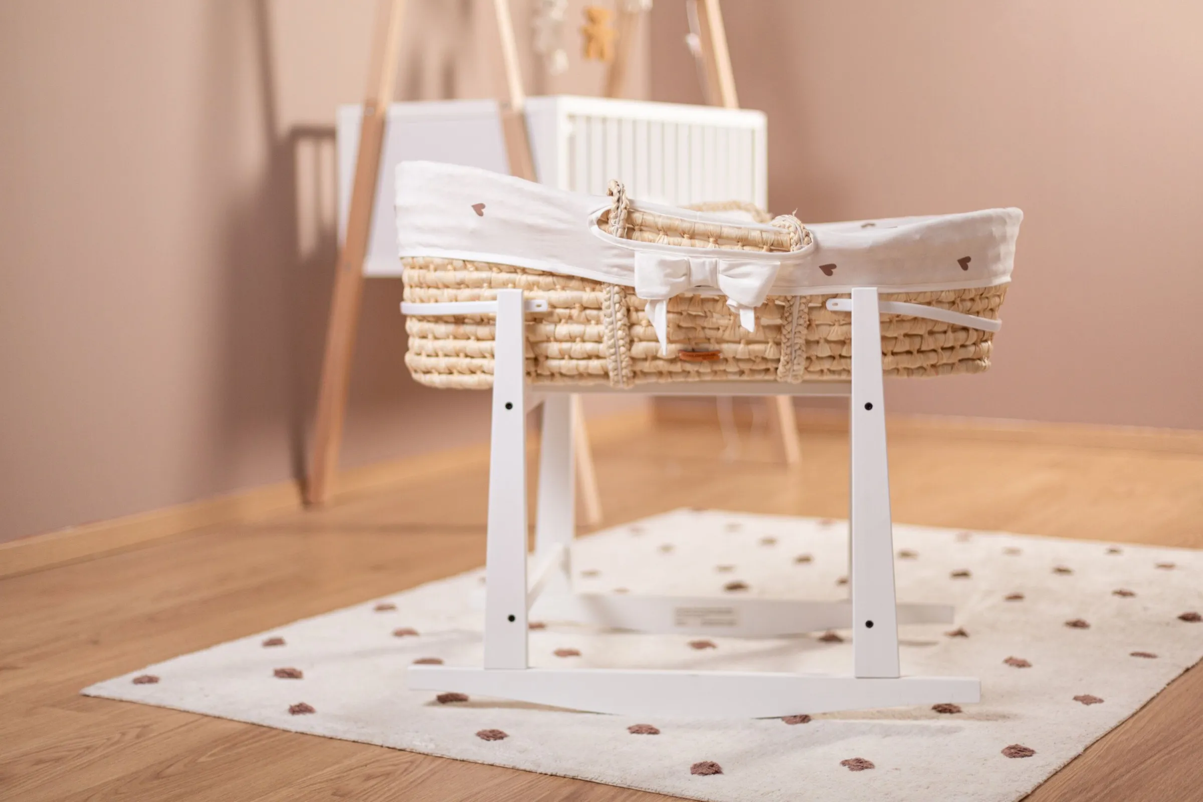 Childhome Supports-Support à bascule panier à moïse en bois blanc